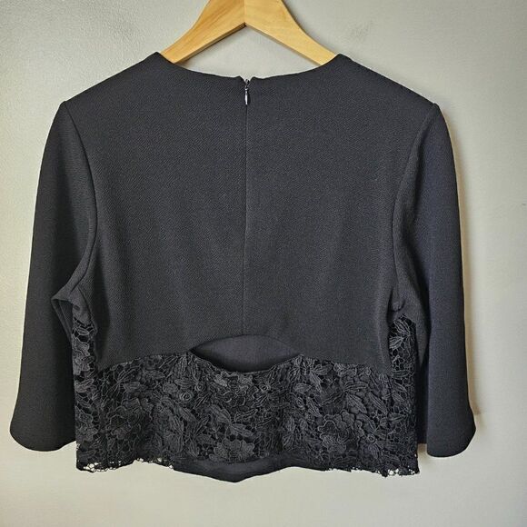 EUC EXPRESS BLACK LACED CUT OUT AT THE BACK SEMI CROPPED TOP SIZE L - Picture 12 of 15